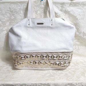 Rebecca Minkoff White & Gold Tote Bag